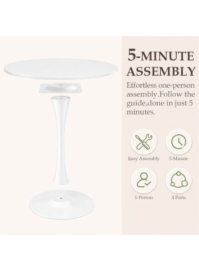 Forthcan 23.4" Tulip Dining Table, Round White Table for 2-4 People, Mid-Century Modern Style, MDF Top with Sturdy Metal Base for Dining Room, Living Room, Café - Image 2